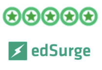 Badge showing five star rating from edSurge.