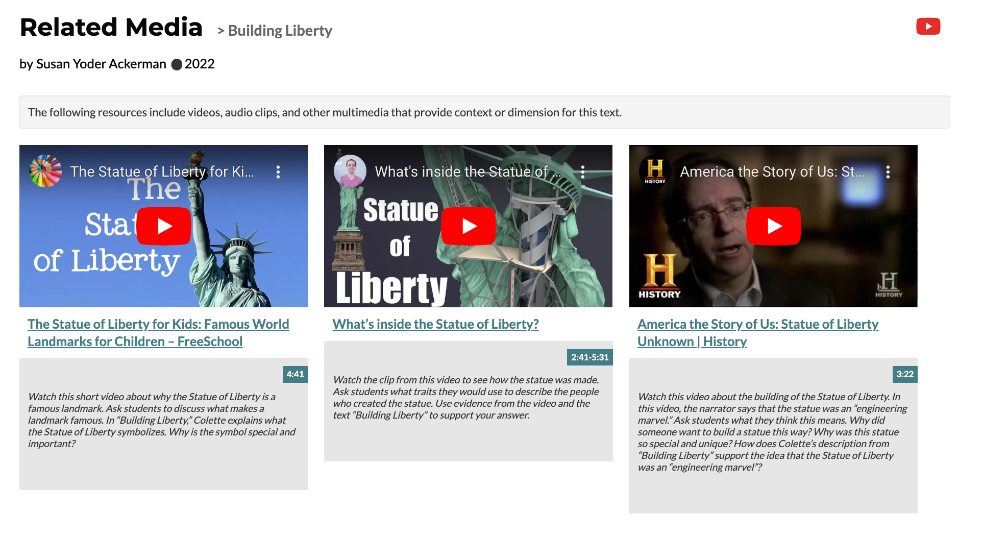 CommonLit Related Media for "Building Liberty" by Susan Yoder Ackerman