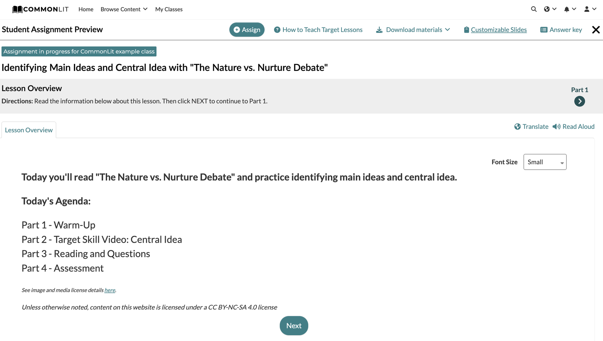 "Target" section for "The Nature vs. Nurture Debate" Target Lesson